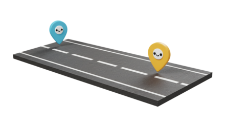 Road Trip Planner: Cute Map Markers on a Route