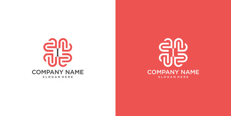 Initial I heart logo design. Love icon vector illustration