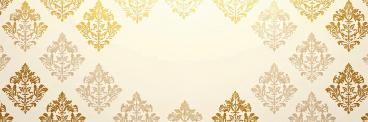 Damask Pattern on Cream Background with Gold Accents, luxurious, damask