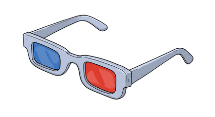 3D Glasses Cartoon Illustration: Retro Movie Spectacles