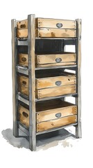 Rustic Wooden Crate Storage Rack Illustration