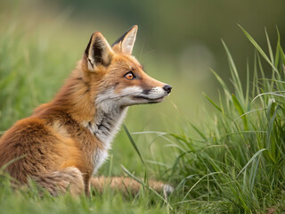 Fototapeta premium red fox in the grass