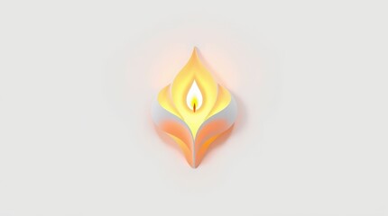 Minimalist Glowing Candle Flame with Abstract 3D Paper Cut Design