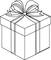 Minimalist Gift Box Line Drawing – Vector Art