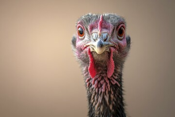 Wattled Curassow Close-Up: Striking Portrait of Distinctive Tropical Bird with Red Wattle and Intense Eyes