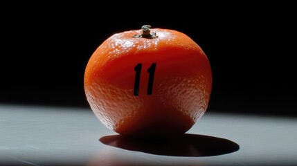 Close-up of an orange with the number 11