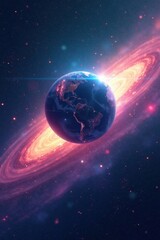 Fototapeta premium Gaseous sphere drifting through shimmering iridescent auroras, shine, glow