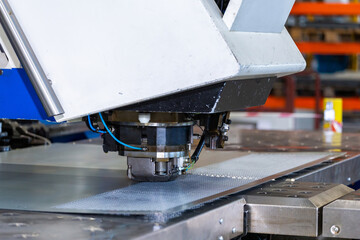 sheet metal cutting shop, industrial metal processing, close-up