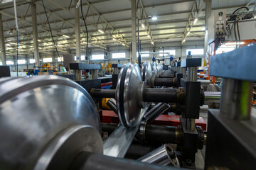 sheet metal cutting shop, industrial metal processing general view, close-up