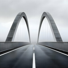 Obraz premium Abstract Symmetrical Bridge Design with Strong Lines and Shadows