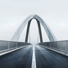 Obraz premium Symmetrical Arch Bridge with Soft Light and Reflections