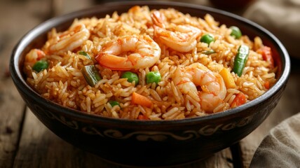 Delicious Shrimp Fried Rice In A Bowl