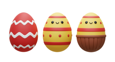 Easter Eggs Cute 3D Rendering Colorful Decorations