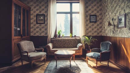 Vintage Living Room Sunlight Interior Design