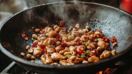 Spicy Chicken Stir Fry With Peanuts And Peppers