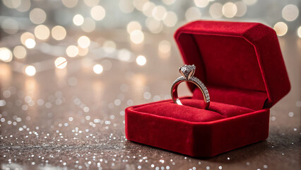 wedding rings in red box