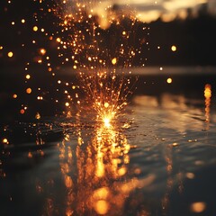 Sunset Sparkler Reflection for Lake Water.