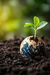 Planet earth with lush plants. Earth Day theme background wallpaper.