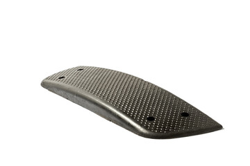 Detailed Image of a Black Skateboard Deck with Textured Surface and Holes for Mounting or Grip, Perfect for Skateboarding Enthusiasts and Collectors Alike