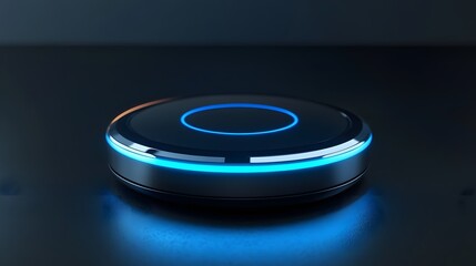 A sleek, modern smart device showcasing glowing lights on a dark surface, embodying advanced technology and innovation.