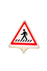 Warning Sign for Pedestrian Crossing Indicating Caution Needed for Safety Along Busy Roads and Walkways To Promote Safe Navigation for All Pedestrians in Urban Areas