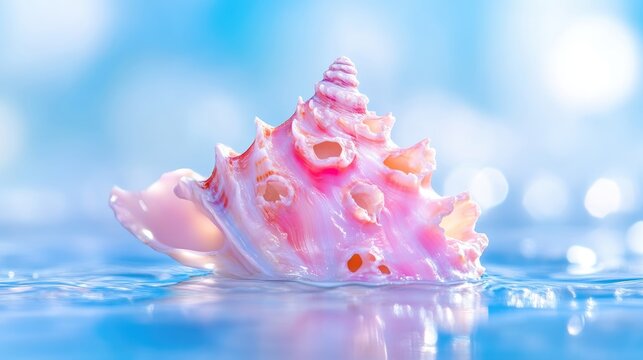 Pink seashell on water