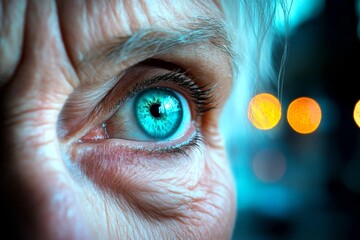 Age-related disorder. Weak elderly hands. Old age difficulties. Metaphorical glaucoma perceptions of a biological aging. Glaucoma - obstacle in old age: abstract image of mental state.