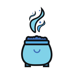 Isolated blue witch cauldron magic icon