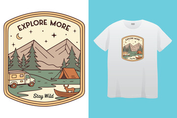 lets go camping t shirt design vector illustration