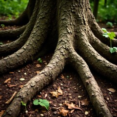 Rough wooden background with tree roots and forest floor details, forest, texture, tree roots