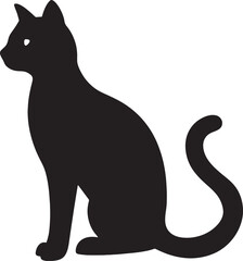 A simple cat silhouette vector with white background