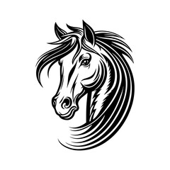 Obraz premium Elegant Black and White Horse Head Illustration – Majestic Stallion Artwork