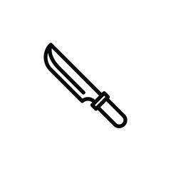 Stylized Machete Knife Outline Icon on White Background for Print