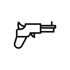 Flintlock Pistol Icon Illustration in Black Line Style on White