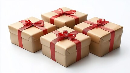 Obraz premium Elegant Gift Boxes with Red Ribbons
