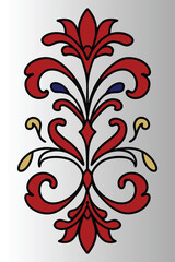 Elegant black floral ornament with swirling vintage design.