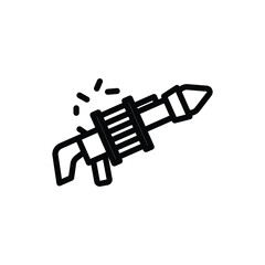 Depicting Machine Gun Outline Icon on White Background for Graphic Design