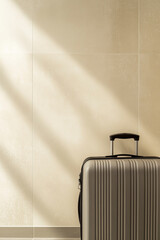 vintage suitcase on minimalistic background