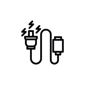 recommend clip art: Electrical Plug with Sparks and Cable Connection Icon Line Art