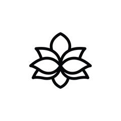 Stylized Lotus Flower Outline Icon in Black and White Design