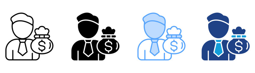 Employee Icon Set Multiple Style Collection