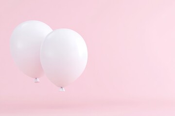 Two white balloons against a soft pink background.  Delicate and simple