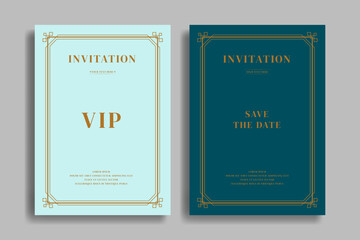 Vintage luxury invitation card template with minimalist gold line design and classic theme. Perfect for weddings, elegant events, and formal celebrations.