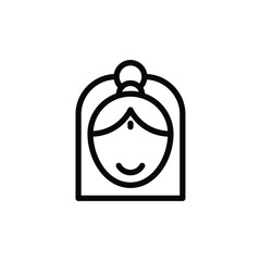 Line Art Illustration of Woman Face with Bindi and Bun Hairstyle