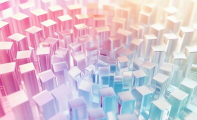 Fototapeta premium Abstract background with colorful glass cubes in the shape of a spiral on a white isolated background