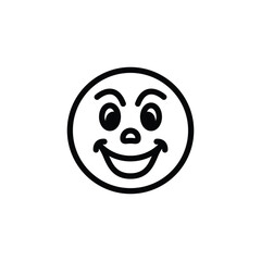 Smiling Face Icon with Eyes, Nose and Mouth in Simple Outline