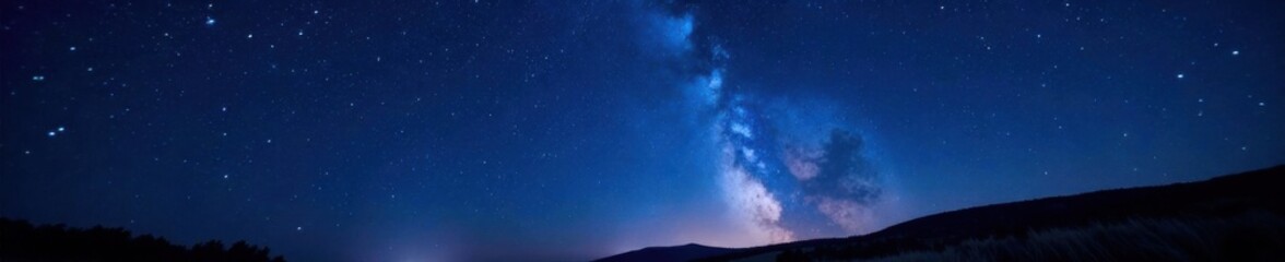 Obraz premium Starry night sky with twinkling stars on dark canvas, milky way, astrophotography, dark