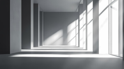 Obraz premium Interior space with gray walls and natural light