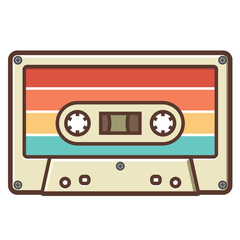 audio cassette cartoon sticker isolated on white