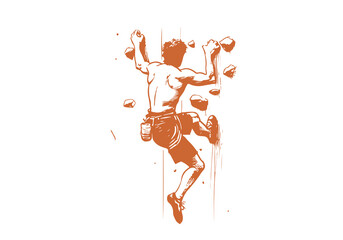 Rock Climber hand drawn sketch vector illustration